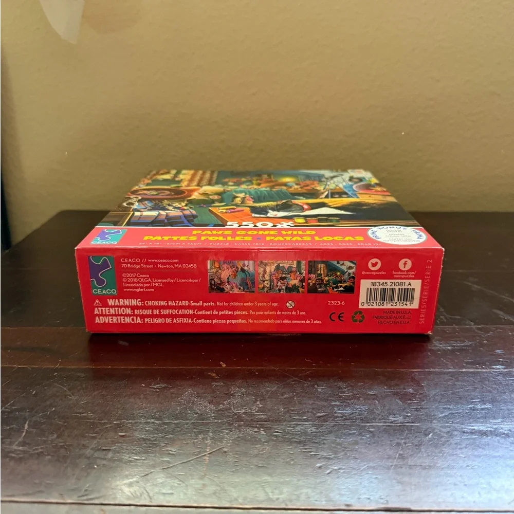 Sealed - Paws Gone Wild 550 Piece Jigsaw Puzzle USA 2017